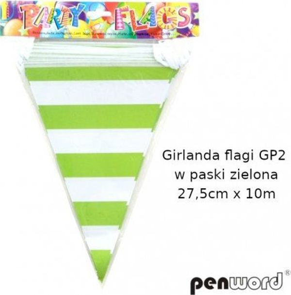 Penword Γιρλάντα Σημαίες GP2 Με Ρίγες Πράσινη 27.5cm x 10m