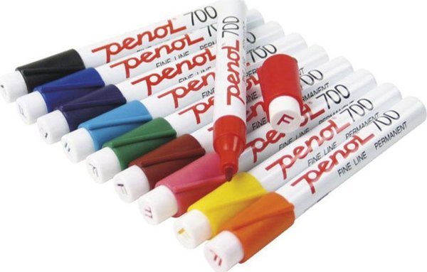 Στυλό Penol Marker Penol 700 σετ 10 τεμαχίων με διάφορα χρώματα, 1,5mm στρογγυλή μύτη - (10 τεμ.)