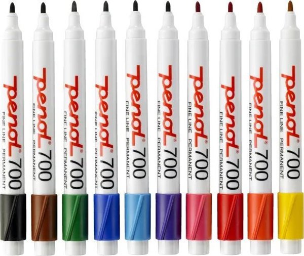 Στυλό Penol Marker Penol 700 σετ 10 τεμαχίων με διάφορα χρώματα, 1,5mm στρογγυλή μύτη - (10 τεμ.)