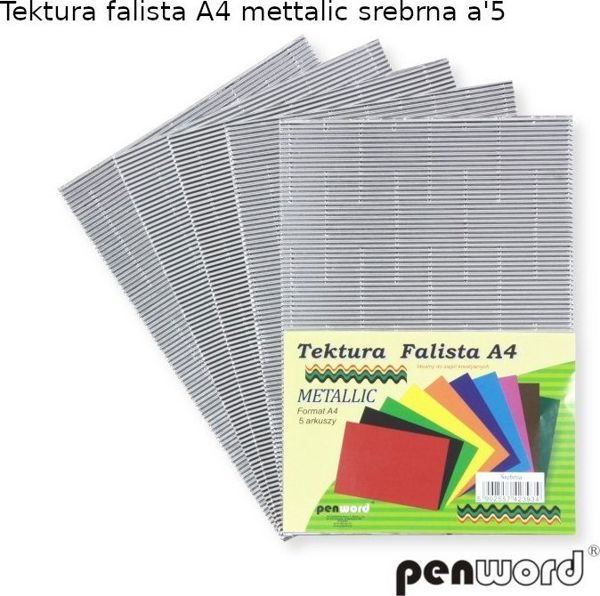 Penword Κυματοειδές Χαρτόνι Α4, Μεταλλικό, Ασημί, 5 Φύλλα