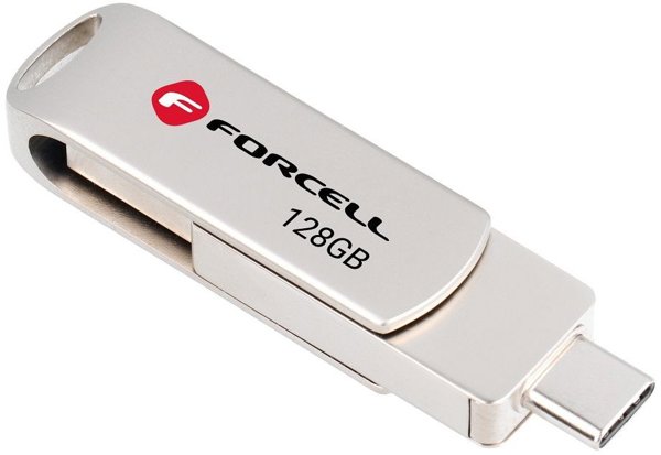 Pendrive 128GB USB 3.2 Gen 1 (USB A / USB C) FORCELL F-Data Metal Duo ασημί