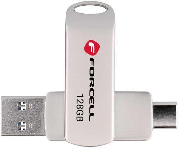 Pendrive 128GB USB 3.2 Gen 1 (USB A / USB C) FORCELL F-Data Metal Duo ασημί