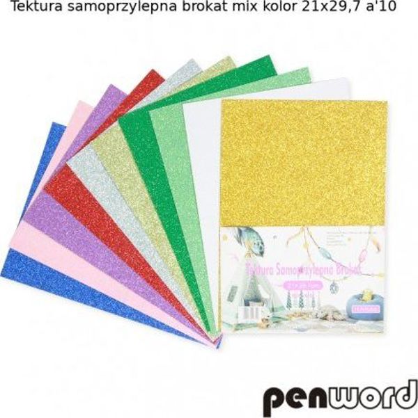 Penword Αυτοκόλλητο Χαρτί Γκλίτερ, Μίξ Χρώματα, 21x29.7 cm, 10 Φύλλα