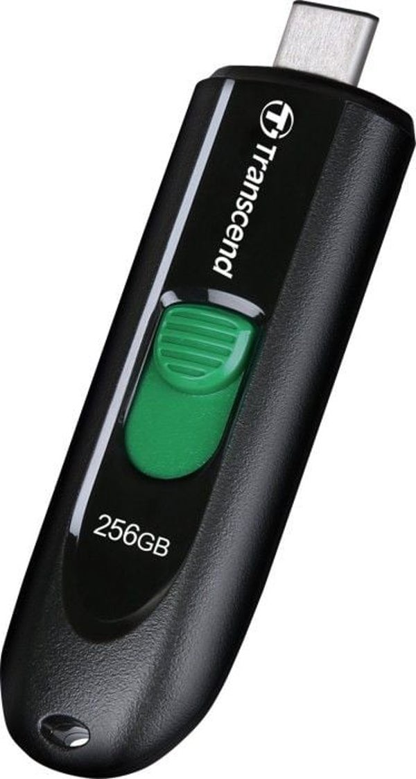 Transcend JetFlash 790C USB Flash Drive, 256GB, USB 3.2 Gen 1, Type-C, Αναδιπλούμενο, Μαύρο