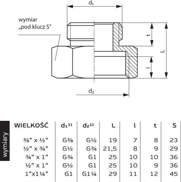 Perfexim Προέκταση μείωσης ορείχαλκου GW - GZ 1 x 3/4" (07-211-2025-000)
