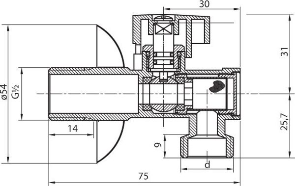 Perfexim Γωνιακή βαλβίδα με φίλτρο 1/2"x3/4"  (02-011-1520-000)