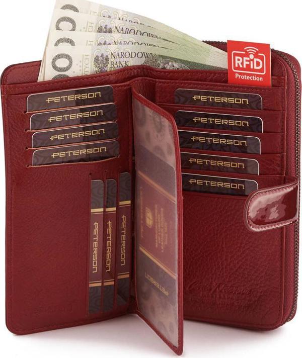 Peterson Lakierowany portfel damski na karty Peterson NoSize
