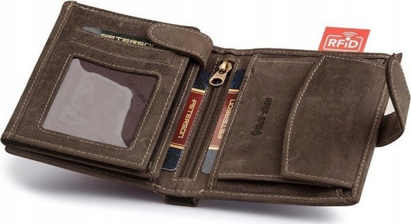 Peterson Ανδρικό κατακόρυφο πορτοφόλι από δέρμα nubuck με Rfid