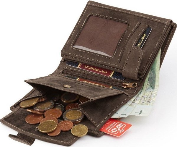 Peterson Ανδρικό κατακόρυφο πορτοφόλι από δέρμα nubuck με Rfid