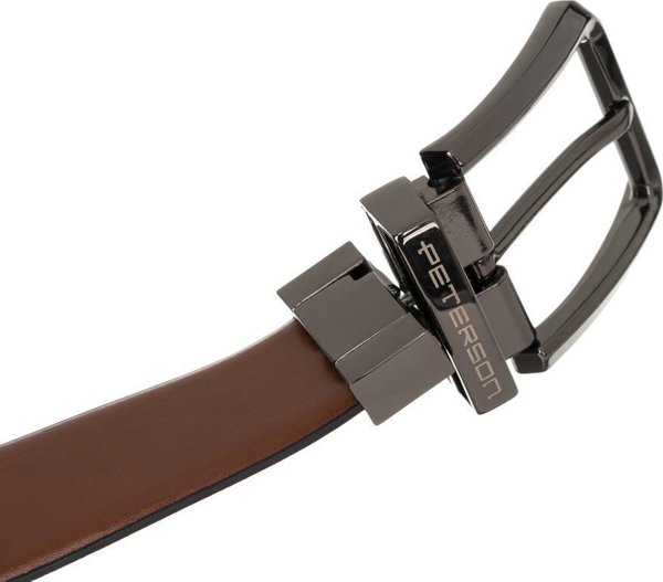 Peterson Ανδρική Ζώνη από Αληθινό Δέρμα Peterson PTN RB35 MET Μαύρο-Καφέ χωρίς Μέγεθος