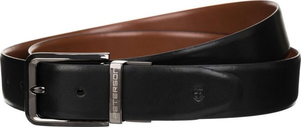 Peterson Ανδρική Ζώνη από Αληθινό Δέρμα Peterson PTN RB35 MET Μαύρο-Καφέ χωρίς Μέγεθος
