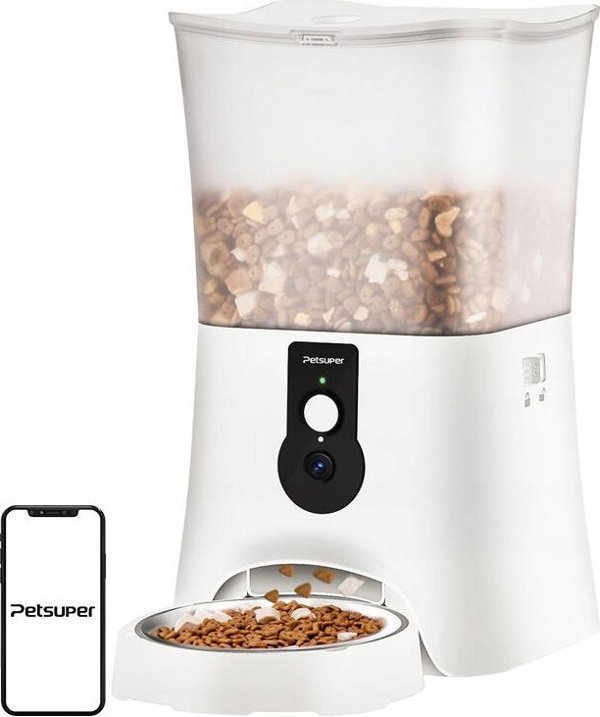Petsuper Έξυπνος διανομέας τροφής με κάμερα Petsuper PF01-2 WiFi 5L (λευκό)