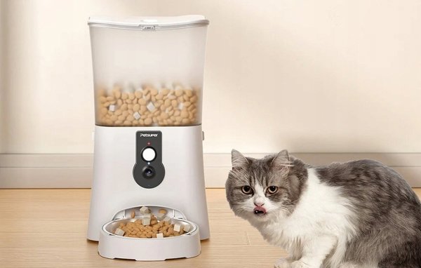 Petsuper Έξυπνος διανομέας τροφής με κάμερα Petsuper PF01-2 WiFi 5L (λευκό)