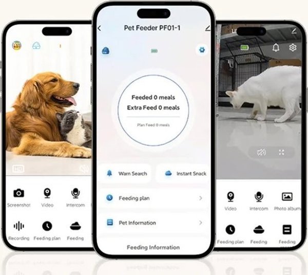 Petsuper Έξυπνος διανομέας τροφής με κάμερα Petsuper PF01-2 WiFi 5L (λευκό)
