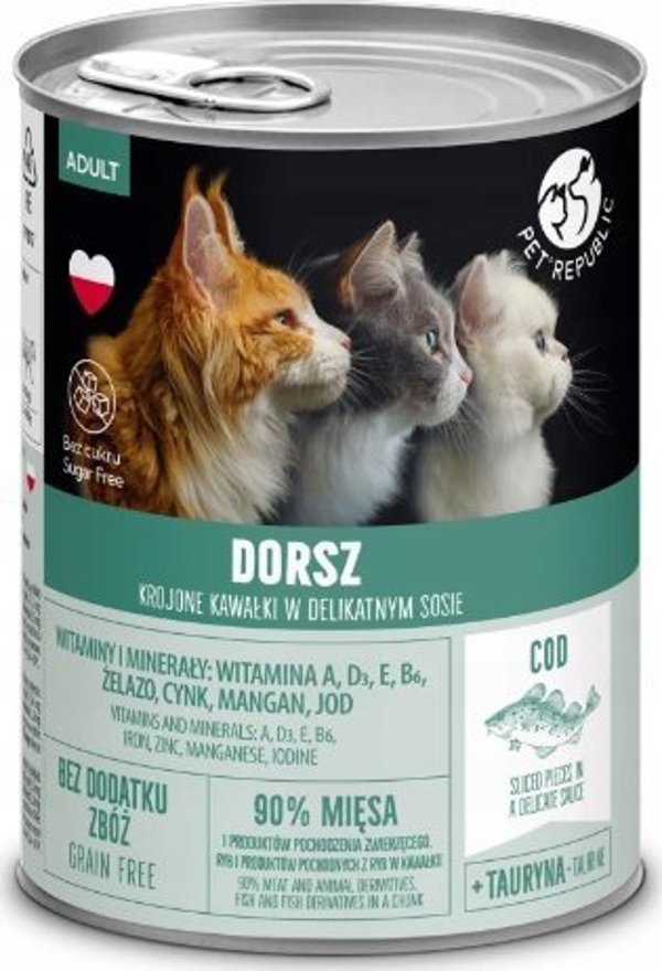 Pet Republic Υγρή Τροφή για Γάτες, Κομμάτια σε Σάλτσα με Μπακαλιάρο, 400g
