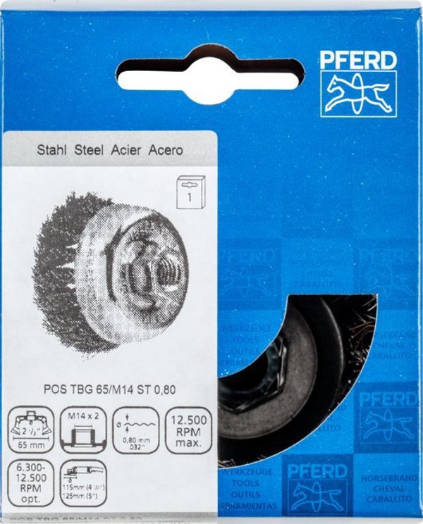 Pferd Μεταλλική βούρτσα-κύπελλο PFERD O65 TBG ST M14 0.8 mm