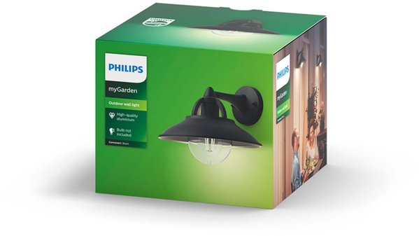 Philips Cormorant Φωτιστικό Τοίχου εκτός LM 1x42W Μαύρο