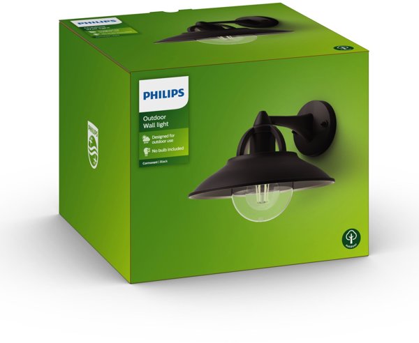 Philips Cormorant Φωτιστικό Τοίχου εκτός LM 1x42W Μαύρο