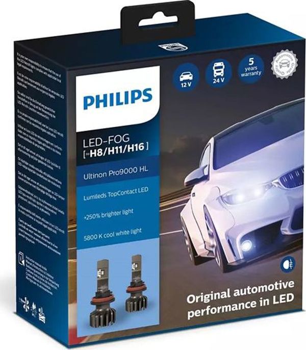 Λάμπες LED Philips Ultinon Pro9000 +250% FOG H8 / H11 / H16 12V (5800K)