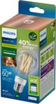 Philips Λάμπα LED Filament 60W E27 Διαφανής - Κλασική Λάμπα με Ορατό Νήμα