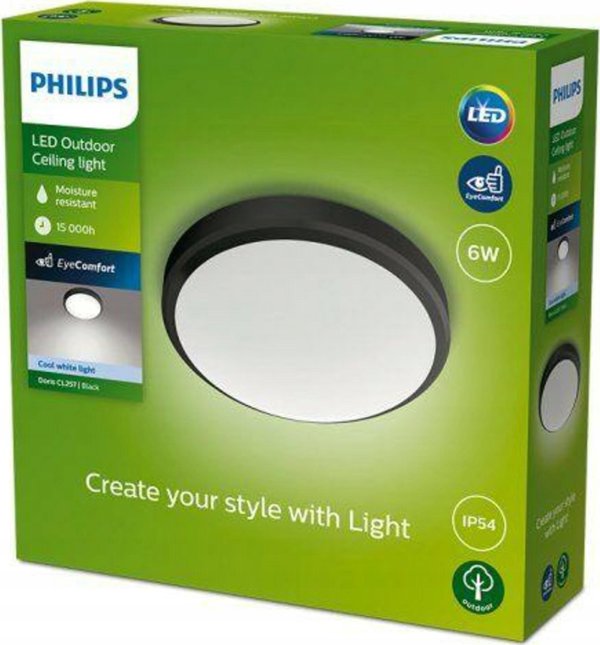 Philips DORIS ΟΡΟΦΗΣ 6W 40K ΜΑΥΡΟ IP54 HV