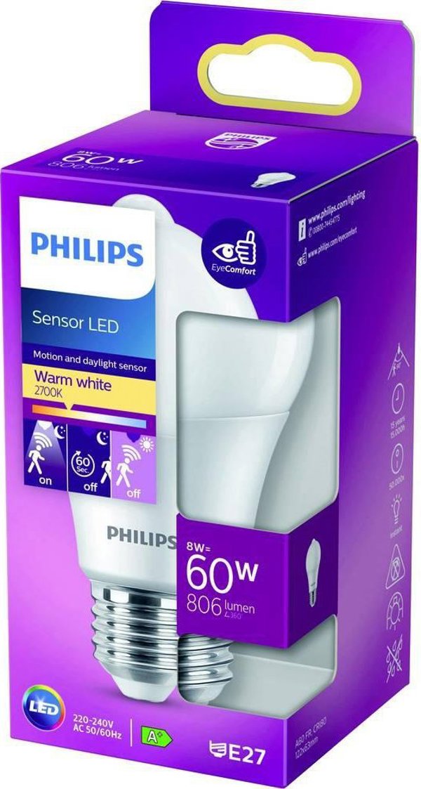 Philips Λάμπα LED LED Sensor 60W A60 E27 WW FR ND 1SRT4 929002058731