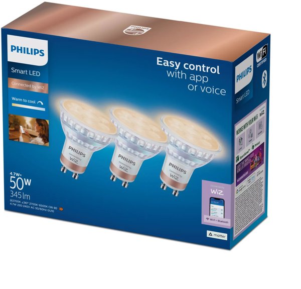 Philips Wiz Smart LED Spot GU10 3 τεμ. λευκό - Έξυπνη λάμπα