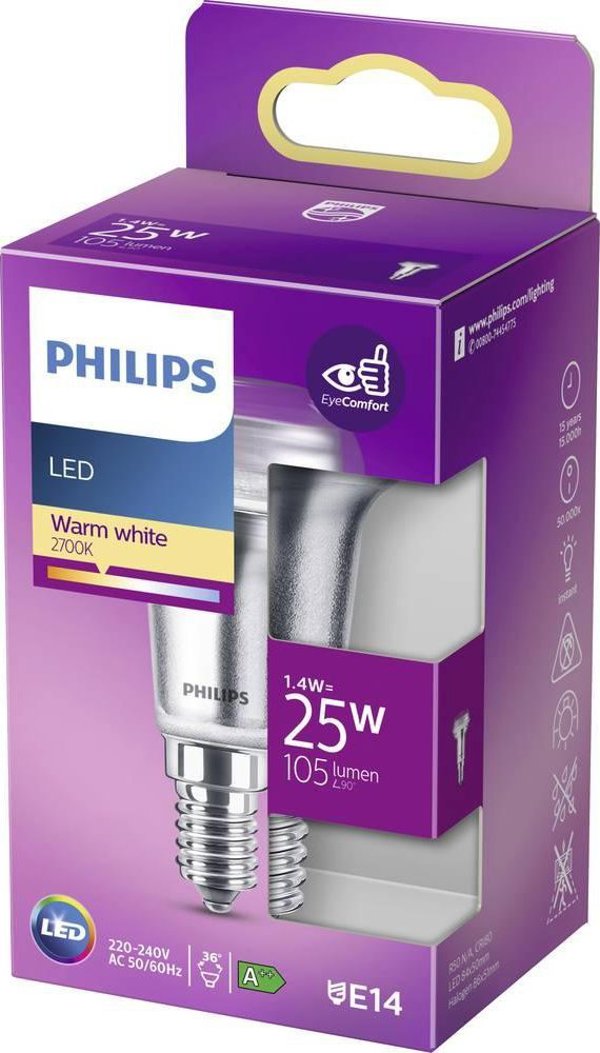 Philips Λάμπα LED Philips, E14, 1.4W, 105lm, 2700K