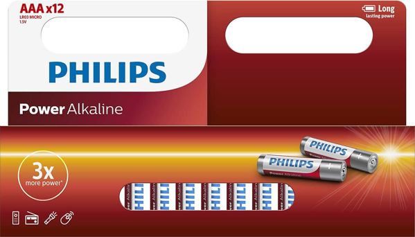Αλκαλικές Μπαταρίες Philips Power LR03P12W/10 - ΑΑA LR03 - 1.5V - 12 τεμάχια 8712581553289