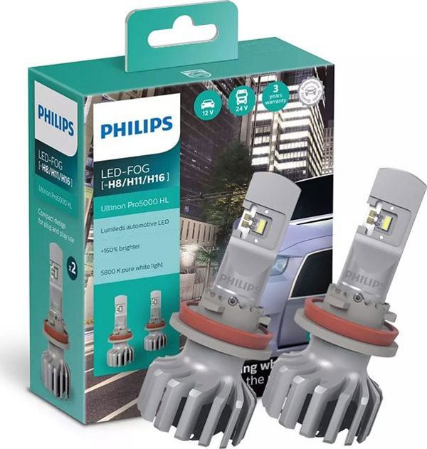 Philips Λάμπες LED PHILIPS Ultinon Pro5000 +160% HL H8 / H11 / H16 12/24V (5800K)