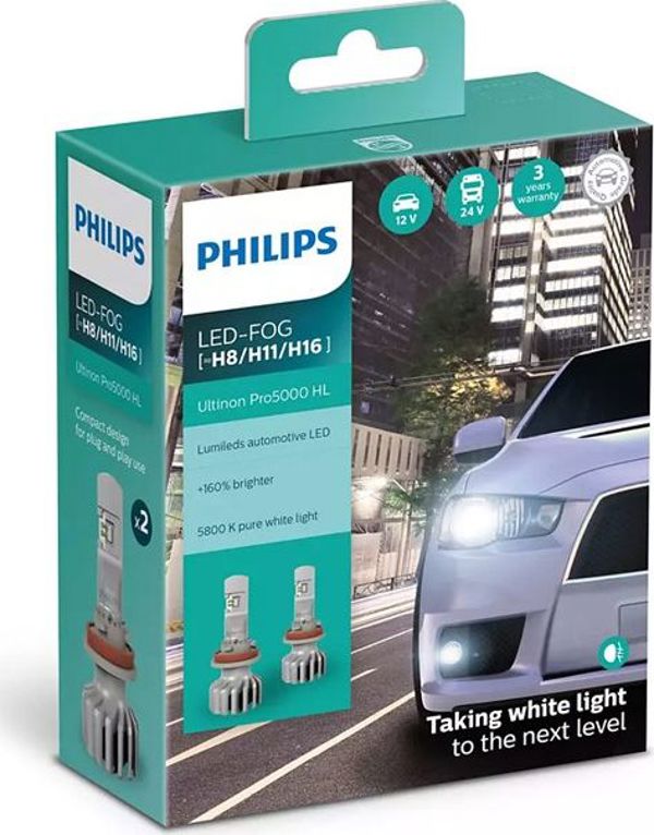 Philips Λάμπες LED PHILIPS Ultinon Pro5000 +160% HL H8 / H11 / H16 12/24V (5800K)