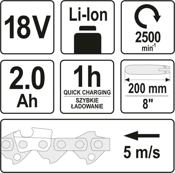 Αλυσοπρίονο Yato YT-82836 18 V 20 cm