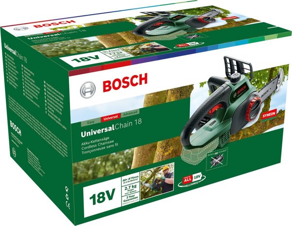 Αλυσοπρίονο Μπαταρίας Bosch UniversalChain 18, 18V, Λάμα 20cm, 3kg, 06008B8001