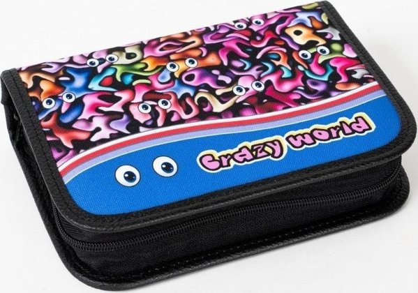 FANDY Κασετίνα Crazy 2, Υφασμάτινη Μολυβοθήκη με 2 Πτερύγια, 20x14x5cm, Ναυτικό Μπλε