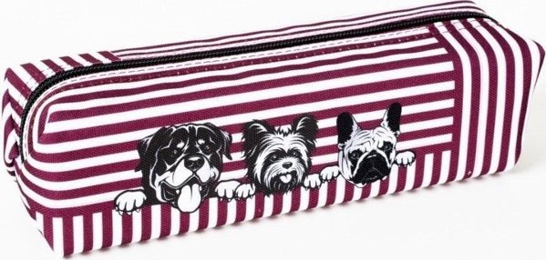 FANDY Κασετίνα Doggy 1, Υφασμάτινη Μολυβοθήκη με Φερμουάρ, Ροζ, 21x6x6 cm
