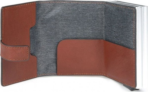 Piquadro Piquadro, Black Square, Δερμάτινη, Θήκη Καρτών, Σύστημα Ολίσθησης Τετραγώνου με Διπλή Θήκη Πιστωτικής Κάρτας, PP5472B3R, Καφέ, Για Άνδρες