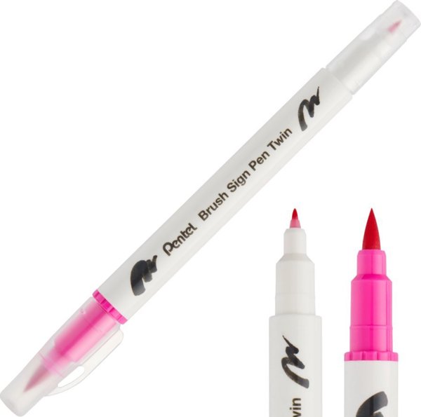 Πινέλο Pentel Διπλής Όψης Ροζ SESW30C-T109
