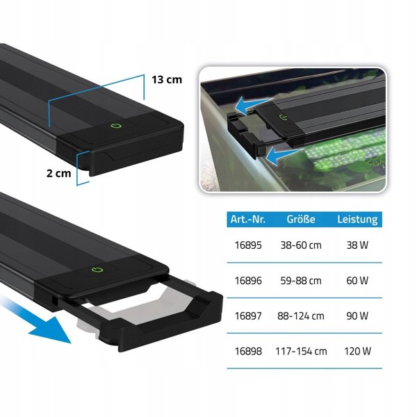 Aquael Φυτό Pro 4.0 Φωτιστικό Ενυδρείου LED, 90W, Bluetooth, για Φυτά, 88.2-124.4 cm