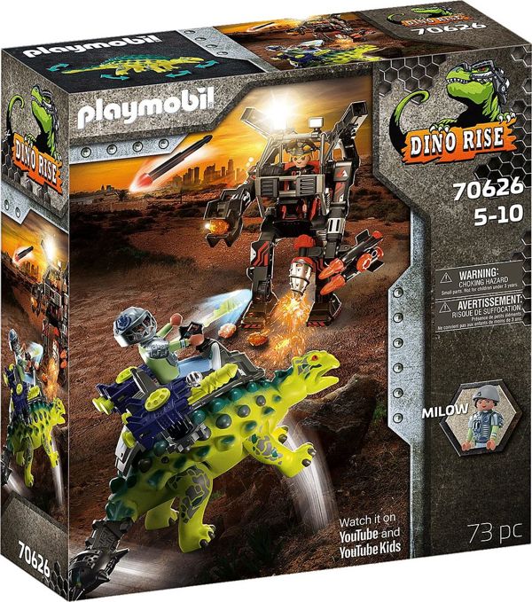 PLAYMOBIL Dino Rise Σαϊχάνια: Αντίκρουση Επίθεσης (70626) - Σετ Παιχνιδιού με Δεινόσαυρο, Ρουκέτες και Αφαιρούμενη Πανοπλία