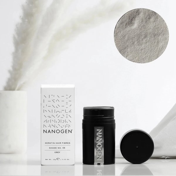 Πούδρα-ίνες για δημιουργία όγκου μαλλιών Nanogen Keratin 15 g, Grey