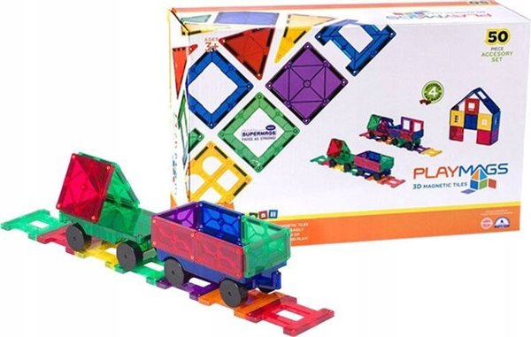 Playmags Μαγνητικά τουβλάκια 3D τρένο Playmags 153 σετ 50 τεμαχίων
