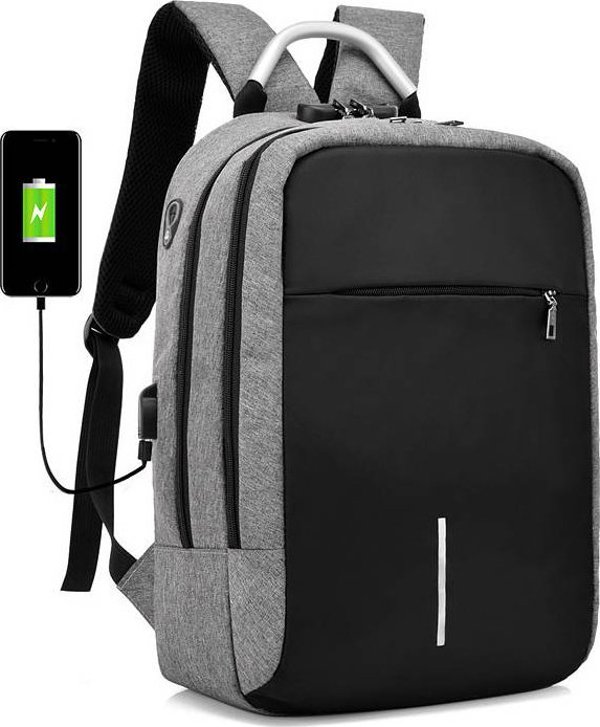 Gotel K403E Αντικλεπτικό Σακίδιο Πλάτης Αδιάβροχο 25L, Γκρι-Μαύρο, 45εκ.