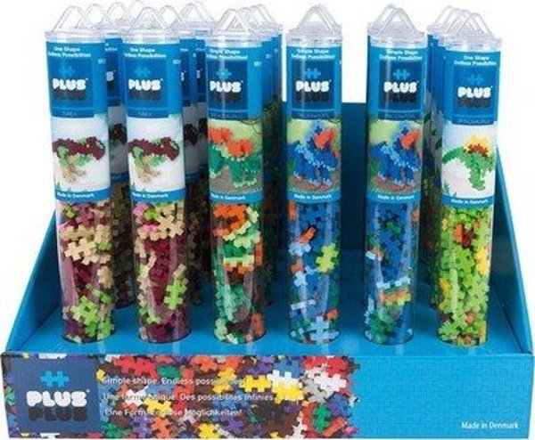Plus-Plus Display Tuby Mix Δεινοσαύρων - 24 Τεμάχια (T-Rex, Triceratops, Stegosaurus, Spinosaurus) - 100 Κομμάτια Ανά Σωλήνα