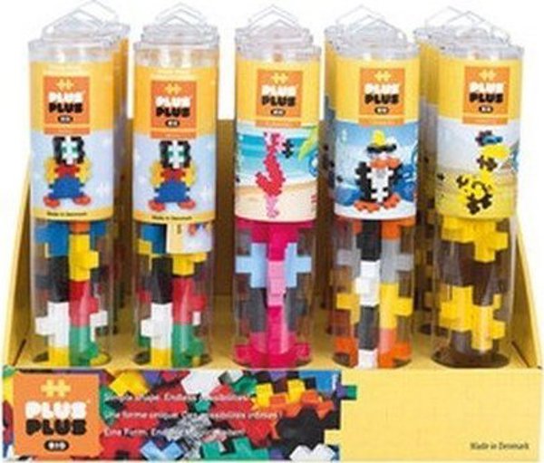 Plus-Plus Big Display Tube Animals - Σετ 15 Σωλήνων (3x Flamingo, 3x Giraffe, 3x Penguin, 6x Basic) - Εκπαιδευτικά Παιχνίδια Κατασκευών