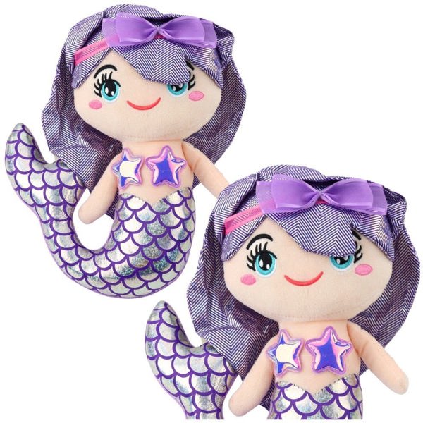 LeanToys Λούτρινη Γοργόνα Αγκαλιάς 25cm, Ολογραφική Ουρά, Μωβ
