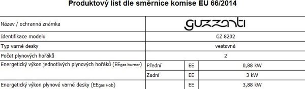Εστία αερίου Guzzanti Domino Guzzanti GZ 8202