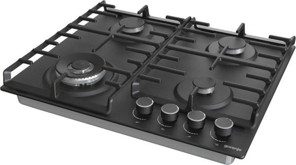 Gorenje GW642AB Εστία Αερίου 4 Εστιών, Μαύρο Χρώμα, Μεγαλύτερη Επιφάνεια Μαγειρέματος, 60cm