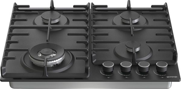 Gorenje GW642AB Εστία Αερίου 4 Εστιών, Μαύρο Χρώμα, Μεγαλύτερη Επιφάνεια Μαγειρέματος, 60cm