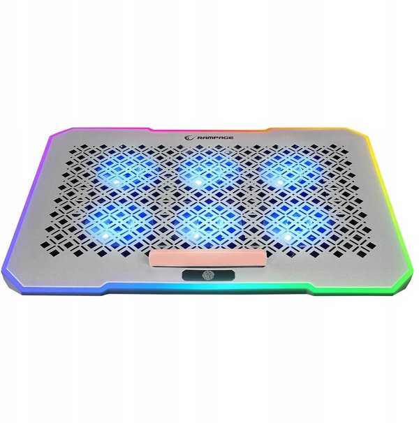 Βάση ψύξης Rampage για φορητό υπολογιστή 9-17'' RGB 6 ανεμιστήρες, ασημί