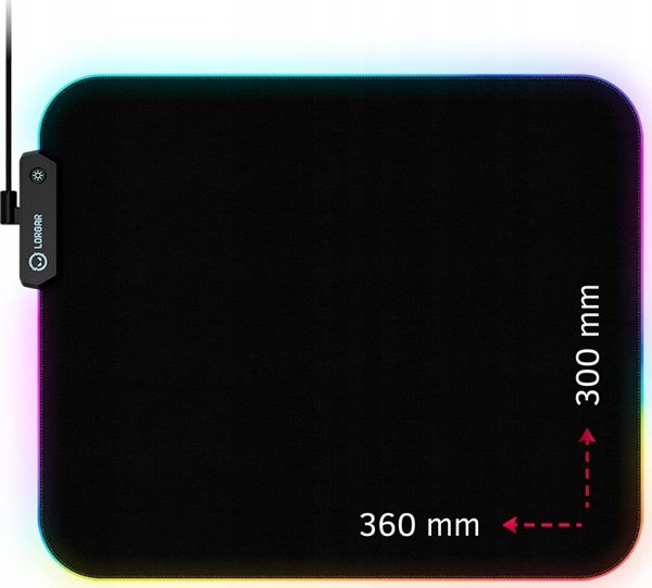 Lorgar Lorgar Steller 913, gaming mouse pad, επιφάνεια υψηλής ταχύτητας, αντιολισθητική βάση από καουτσούκ, οπίσθιος φωτισμός RGB, σύνδεση USB, υποστήριξη Lorgar WP Gameware, μέγεθος: 360mm x 300mm x 3mm, βάρος 0,250kg 13128134 5291485010225